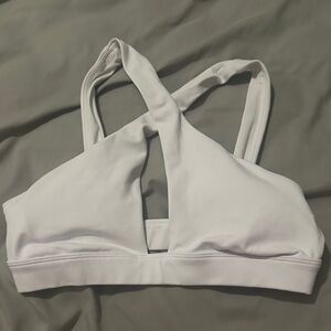 ALO Yoga White Cross-Back Sports Bra